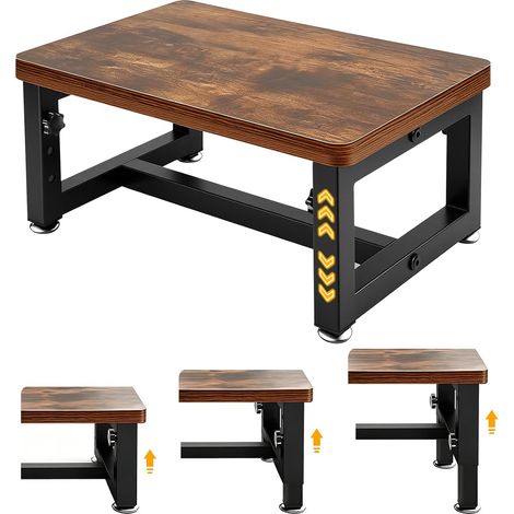 Marchepied en Bois Réglable 3 Hauteurs, Charge 150KG, Surface et Pieds Antidérapants, Tabouret Escalier Multiusage pour Enfants et Adultes, Convient pour Lit, Cuisine, Chambre, Camping-Car (1/5)
