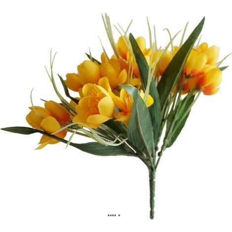 Bouquet de Crocus artificiels 31 fleurs tissu Hauteur 22 cm Top Jaune - couleur: Jaune (1/2)