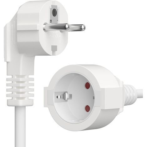 Rallonge électrique de 1,5 m avec contact de protection, IP20, Schuko 250 V, 16 A, 3680 W, mâle-femelle - H05VV-F3G, câble d'extension électrique de 1,5 mm² – Blanc (1/5)