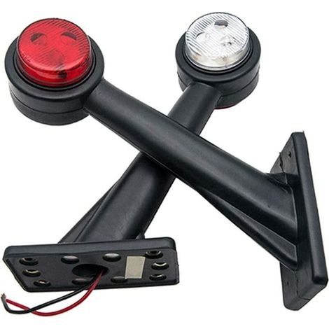Juego de 2 luces de posición laterales LED de 12 V - Blancas y rojas para camiones, chasis, remolques, autocaravanas, SUV, caravanas y furgonetas. (1/5)