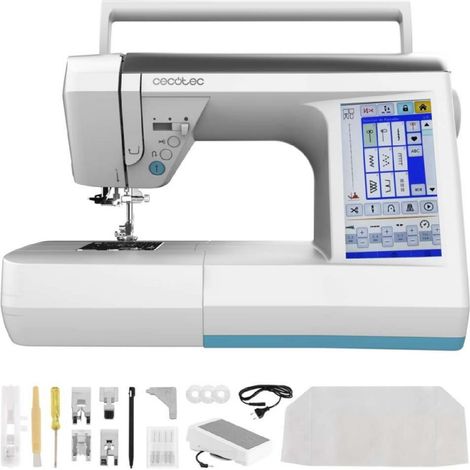 Cecotec Máquina de Coser Digital BelleCouture 36000 Control. Pantalla Táctil 7", 360 Puntadas, PedalFree, Enhebrado Automático