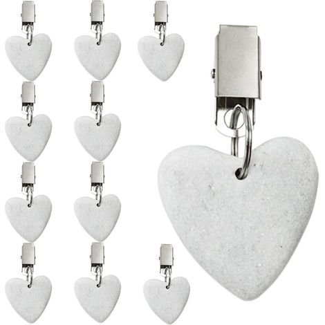Supporti per tovaglie da 10 pezzi con clip per cucina interna ed esterna, matrimoni, feste, picnic, marmo bianco (Cuore) (1/5)