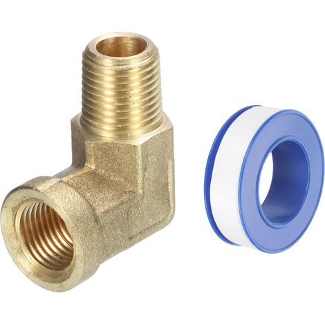 Raccords de Tuyau en Laiton 1/8 Pouce Mpt Mâle x Fpt Femelle, 1 Pièce Coude à 90 Degrés pour Tuyauterie Forgés Adaptateur Gaz Air Huile Propane - (1/5)