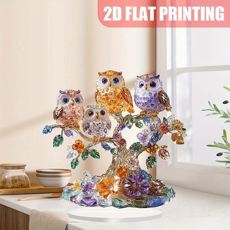Owl - Crystal Decoration - Home Interior Ornament - For Living Room Bedroom Study - 1 Piece (1/5)