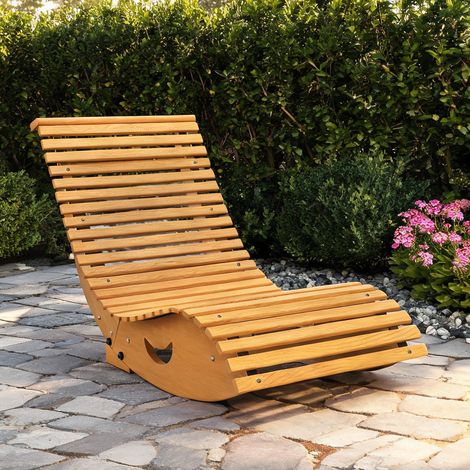 Fauteuil à bascule extérieur en bois assise à lattes 130 x 60 x (1/5)