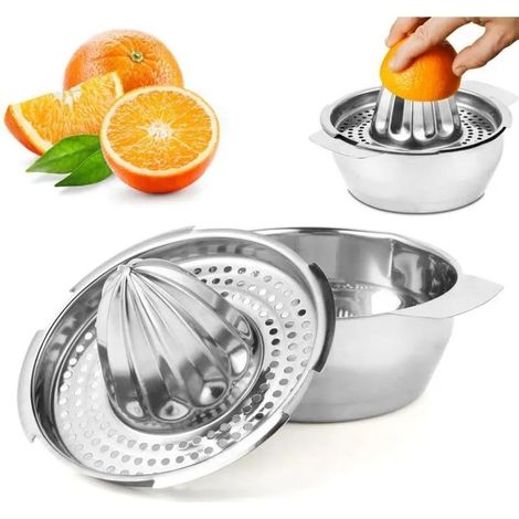 Presse agrumes manuel en inox, presse citron manuel, diamètre 13,8 cm, compatible lave-vaisselle, qualité professionnelle. (1/5)