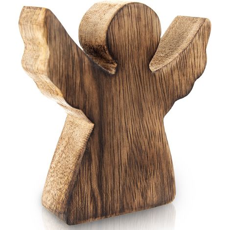 STATUETTA DI NATALE IN LEGNO ANGELO DECORAZIONE NATALIZIA MANGO 15 CM (1/5)