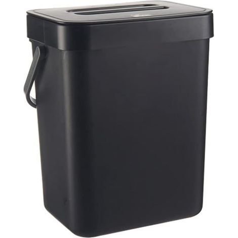 Seau à compost bio pour cuisine - Petit bac 3 l déchets de Avec couvercle Composteur salle bain/chambre coucher Intérieur, Noir élégant, 3L: 16.11320.5cm (1/5)