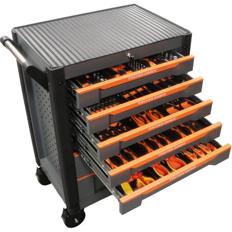Servante d'atelier en acier 7 tiroirs équipée 159 outils (1/2)