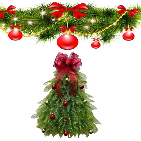 Handgefertigte Weihnachtsbaumgirlande für die Haustür, Weihnachtsbaumkranz für die Haustür, Bauernhaus-Weihnachtsbaumgirlande, Weihnachtskranz-Aufhänger für die Haustür, Heimdekoration, Weihnachtsferi (1/5)