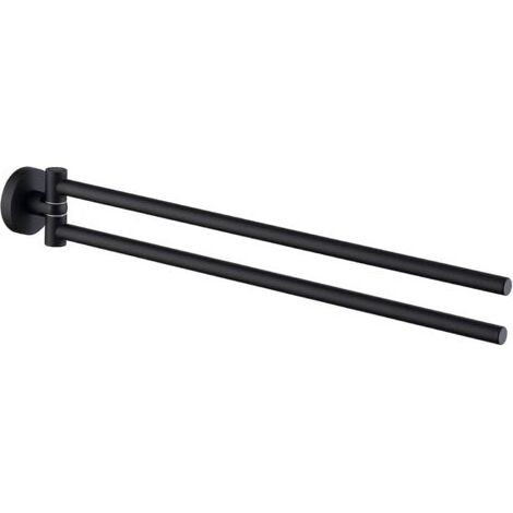 Pair Noir Mat Porte-Serviettes Salle de Bain avec 2 Barres 180°Rotatives Sèche-Serviettes en Acier Inoxydable SUS304 41CM Porte Serviette Murale Sèche-Serviettes pour Salle de Bain Cuisine Lavabo (1/4)