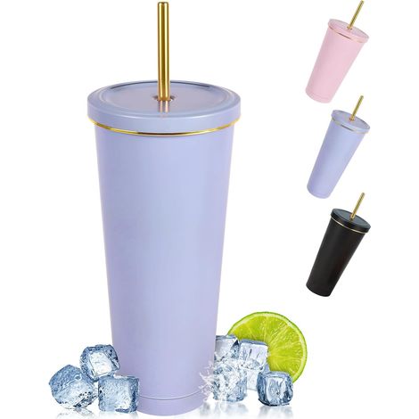 Insulated Mug, 750 ML Double Wall Stainless Steel Insulated Cup, Leakproof Travel Mug with Straw and Lid, Reusable Water Cup for Hot and Cold Milk, Tea  BPA Free (1/5)