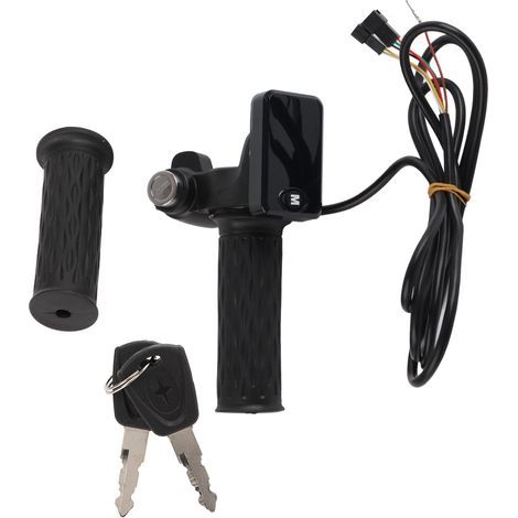 1 Paire Poignée Accélérateur LCD pour Vélo Électrique avec Câble et Clé - Commande de Vitesse par Rotation