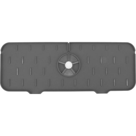 Tapis de Drainage pour Évier en Silicone Gris - Anti-Éclaboussures et Séchage Rapide (1/5)