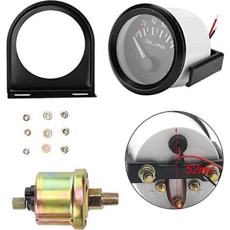Manomètre de pression d'huile 52 mm pour véhicules 12 V, manomètre électronique 0-100 PSI pour voitures, camions et camping-cars (1/5)