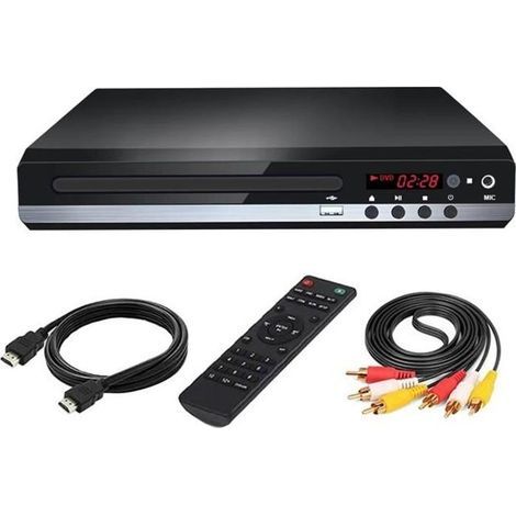 Cellfast – Lecteur DVD compact 1080P – Entrée USB – Son surround stéréo 5.1 – Compatible multi-régions – Câble AV HDMI inclus (1/4)