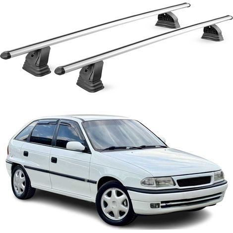 OMAC Barres de toit transversales en aluminium pour Opel Astra F HB Break 1991-1998 – TÜV / DIN 75302:2019 – Antivol inclus – Charge max 75 kg – 2 barres – Gris (1/5)