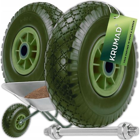 Vollrad für Schubkarren, Gartenwagen, schlauchlos, 3.00-4 stark + Achse (1/5)