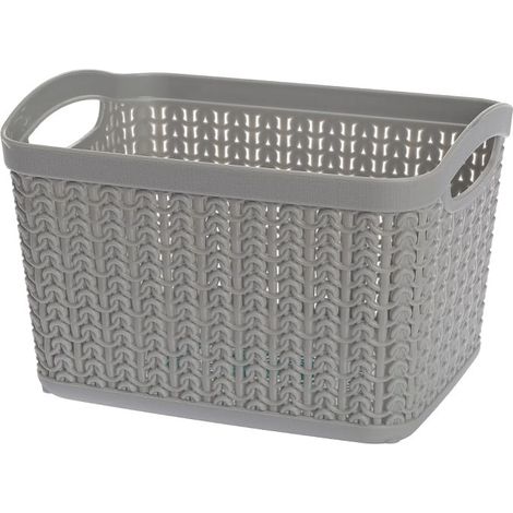 Cestino organizer rettangolare Willow 3,3 l grigio chiaro con motivo a maglia traforata