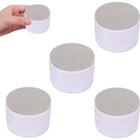 Rehausseurs de Meubles, 6 cm de Longueur Rehausseurs de Lit Auto Adhésifs, Lot de 4 Pièces, Pouvant Supporter 500kg, Peut Soulever 5 cm pour Canapé, Lit et Armoire, Chaise, Rond, Blanc (1/5)