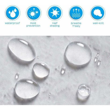 zhan-Rideau de douche imperméable 3D avec 12 crochets, 100 % polyester (Galet et gris, 180 x 180 cm) (1/4)