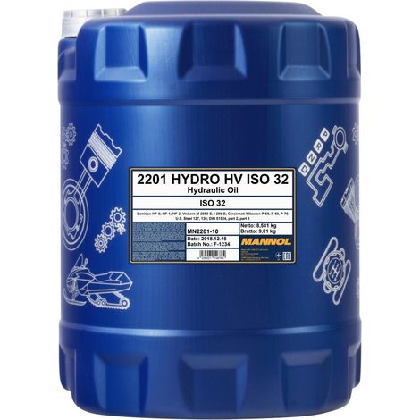 Mannol – Huile hydraulique ISO 32 20L – MN220120 – Gamme Hydro HV – SAE MS 1004, ISO 11158, DIN 51524-2 – Pour systèmes hydrauliques (1/2)