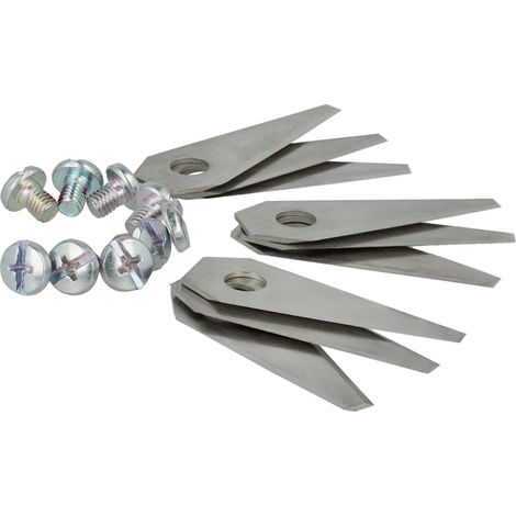vhbw 27x Blade Replacement for Bosch F 016 104 255, F 016 800 321 for Cordless Lawnmower - Cutter Blades, Silver, steel (1/4)