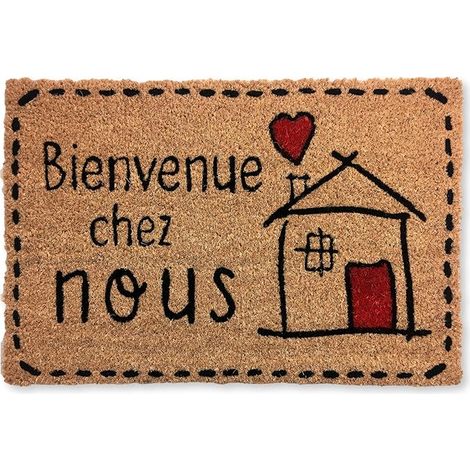 Entree Outdoor Doormat  Outdoor Entrance Mat, Coco Non-Slip PVC Base  Entrance Outdoor Doormat Non-Slip and Absorbent  Welcome to Us  40 x 60 cm (1/5)