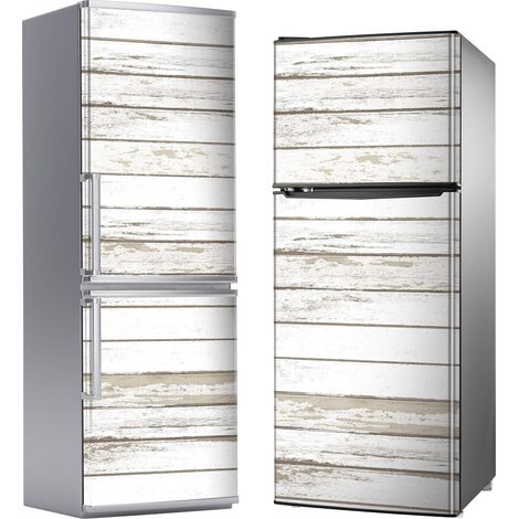 Vinilo Adhesivo Decorativo para Nevera, Especial Libre De Burbujas, Tablas DE Madera Envejecida, Blanca Lavada, 185cm x 70cm (1/5)