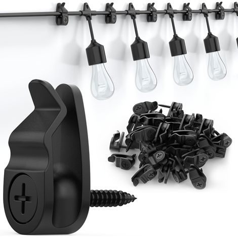 50 clips en plastique pour guirlandes lumineuses - Crochets de câble à boulon, crochets pour paniers suspendus de plantes (1/5)