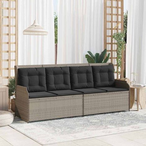vidaXL Garden Bench Light Grey Poly Rattan
