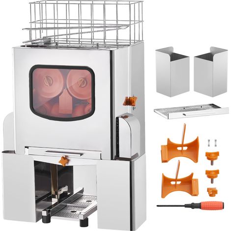Mophorn Spremiagrumi commercial, automatico da 120 W. Estrae il succo a 20 arance al minuto. Spremiagrumi in acciaio inox con filtro estraibile, coperchio e 2 secchi per la raccolta delle bucce.