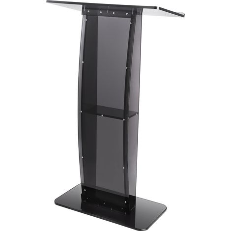 Mophorn 47" hohes Acryl-Podium, transparenter Ständer mit breiter Lesefläche und Ablagefläche, bodenstehende Kanzel für Kirche, Büro, Schule, schwarzes Finish