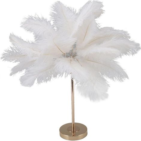 Lampe de table blanche en forme de plume, lampe de chevet tactile 3 couleurs, veilleuse LED USB sans fil (1/4)