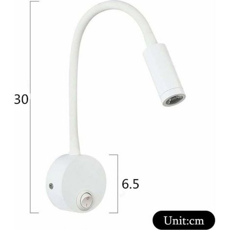 Lampe De Lecture Murale - Aluminium - Lumière Blanche Chaude 3000K - Bras Flexible Col De Cygne - Pour Chambre À Coucher Bureau - 2 Pièces (1/5)