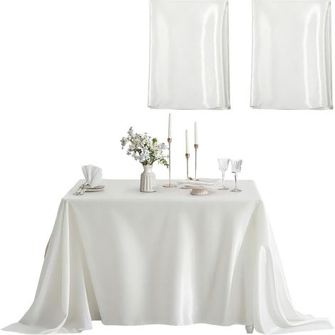 2PCS Nappe Blanche Rectangulaire, Nappe Blanche Tissu 260 x 152 CM Nappe Anti-Taches Lavable en Polyester Réutilisable pour Salle à Manger, Noel, Jardin, fête, Mariage ou Maison (1/5)