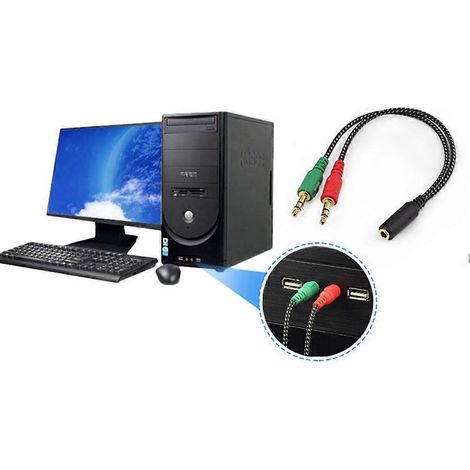 Adaptateur pour casque d'ordinateur (femelle vers double mâle), répartiteur de casque (1/5)