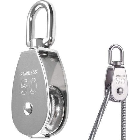 JSSEVN - Single-wheel swivel pulley in 304 stainless steel M50, 400 kg load capacity - silver (1/5)