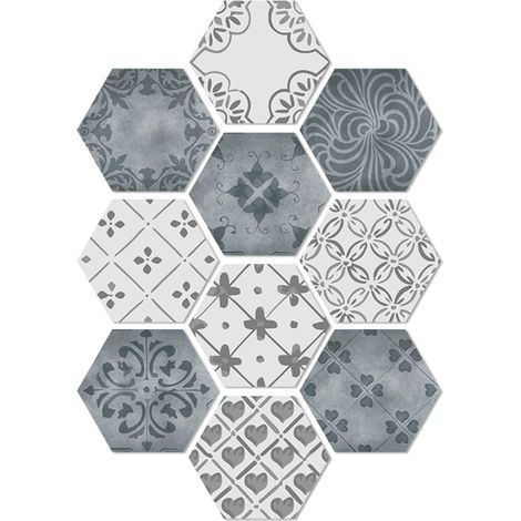 10pièces Autocollants De Carrelage Hexagonaux Imperméables Et Antidérapants Décalcomanies Auto-adhésives Pour Sols Et Murs Décoration De Maison Avec Motif Cœur (1/5)