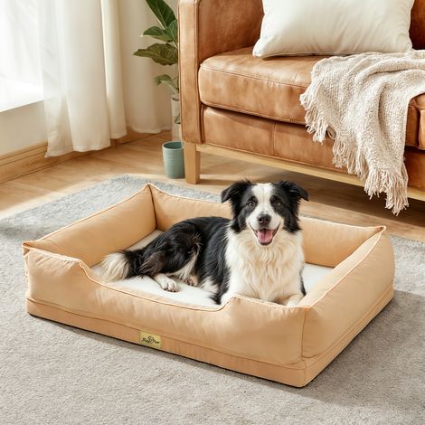 BingoPaw Large Dog Bed Soft Calming Sleeping Couch Washable for Large Medium Small Dogs - Yellow X Large 105x75.5x21cm
