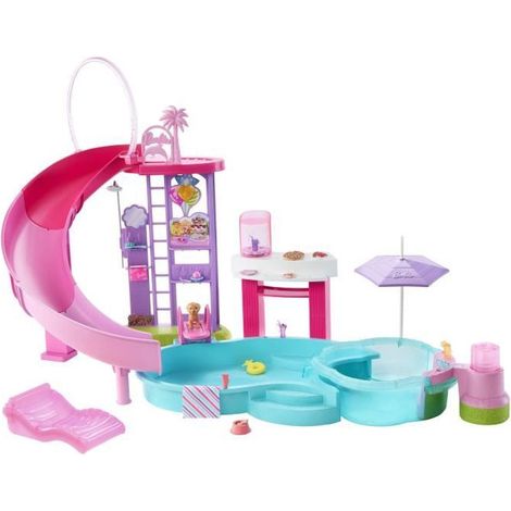 Barbie - Coffret Piscine de Reve - Toboggan et jacuzzi - Plus de 20 accessoires - Barbie - JFP01 (1/5)