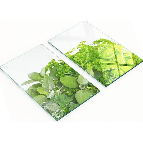 Tableros de vidrio decorativos multifuncionales con estampado de hierbas, 2x30x52 cm.