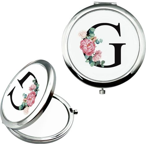 Miroir de maquillage personnalisé Petit miroir de poche Miroir cadeau de mariage Cadeaux de fiançailles Cadeau personnalisé Miroir A-Z Cadeaux pour femmes Cadeaux d'anniversaire (G) (1/5)