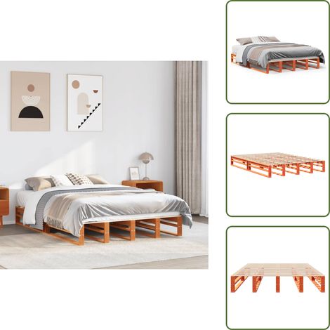 vidaXL Cama sin colchón madera maciza pino marrón cera 150x200 cm (1/5)
