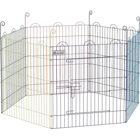 Chiots et petits animaux, accès facile avec porte, parc modulable en métal à 6 panneaux pour jouer et se reposer (1/5)