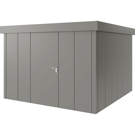 Hörmann Metall-Gerätehaus "Juno" mit Flachdach, JFD14 - Design, 310 x 310 cm (B x T), graualuminium, 1-flüglige Tür, Anschlag links (1/5)