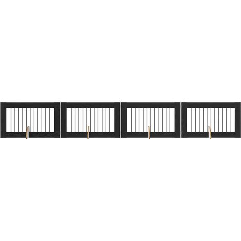 Dog Gate with Stands 4 pcs Black Oak 100 x 60 cm vidaXL