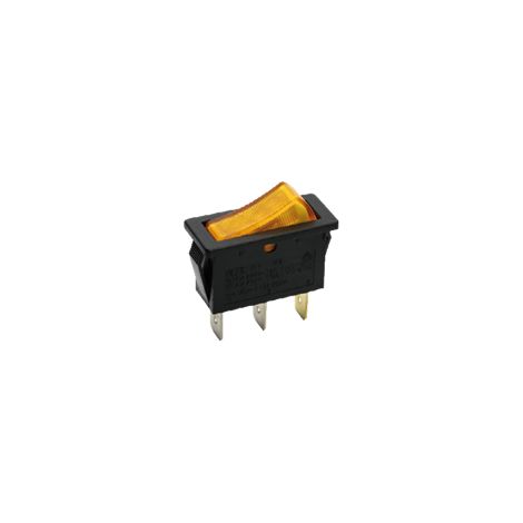 Bouton à bascule orange lumineux 250V 11x30mm, unipolaire 1NO, ON/OFF 91203