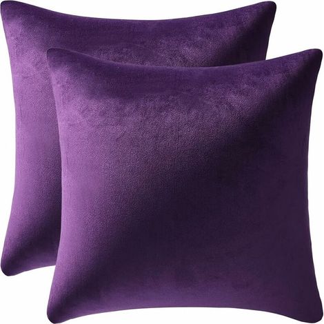 Green Mobility-Lot de 2 housses de coussin, housses de coussin en velours doux uni avec coussin carré, intérieur et extérieur, 45 x 45 cm, violet (1/5)