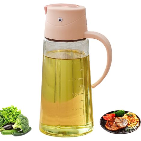 Distributeur Dhuile - Bouteille En Verre Avec Bec Anti-Goutte Et Couvercle Automatique Par Gravité - Pour Cuisine Maison - 500 ml (1/5)